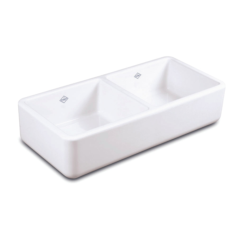 Shaws Double Bowl 800 Fireclay Sink - No Overflow
