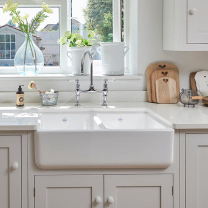 Shaws Double Bowl 800 Fireclay Sink - No Overflow