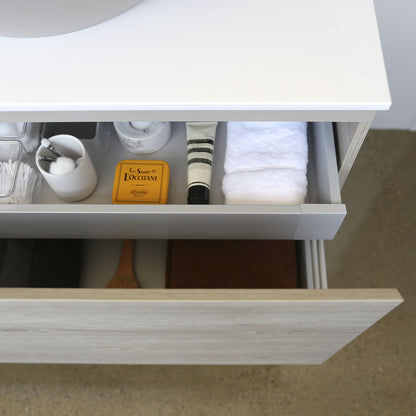 Kokoon 90cm Wall Hung Vanity with White Stone Top