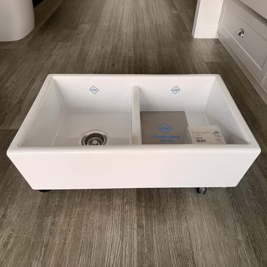 Shaws Shaker Double 800 Fireclay Sink - No Overflow