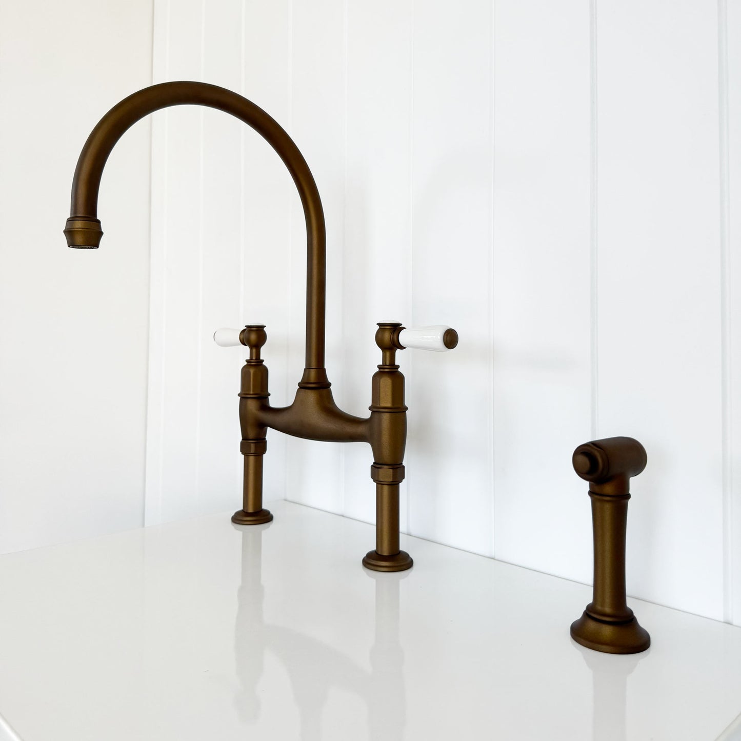 Shaws by Perrin & Rowe Pendleton Mixer with Spray Rinse in English Bronze