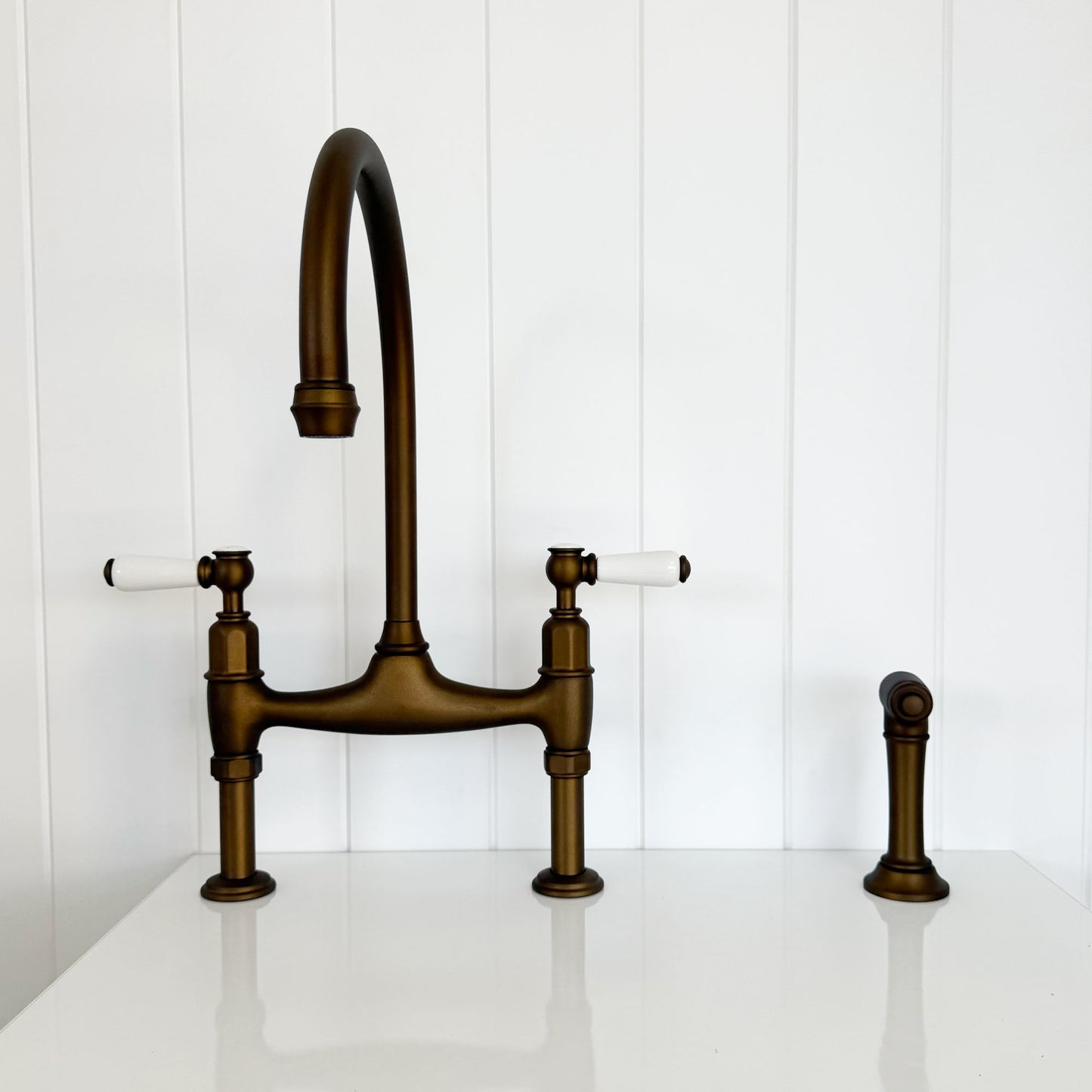 Shaws by Perrin & Rowe Pendleton Mixer with Spray Rinse in English Bronze