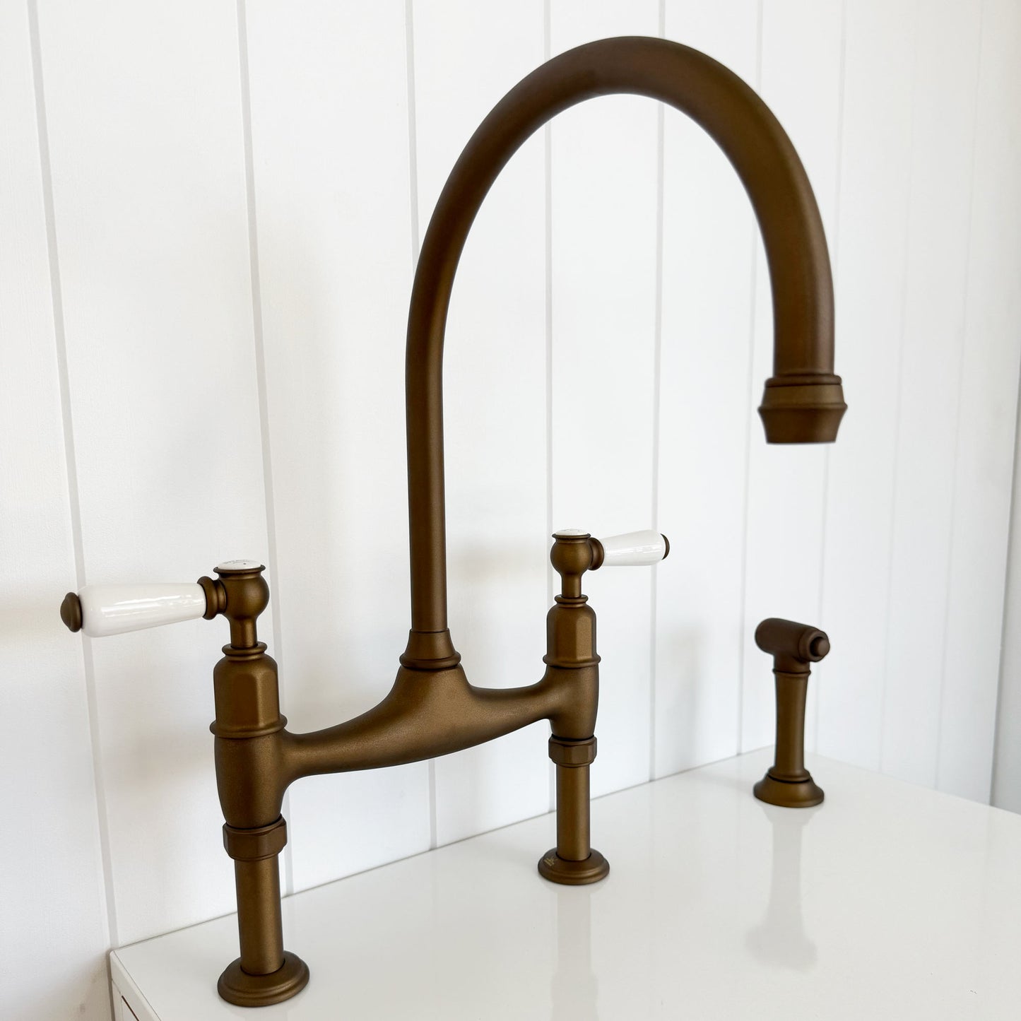 Shaws by Perrin & Rowe Pendleton Mixer with Spray Rinse in English Bronze