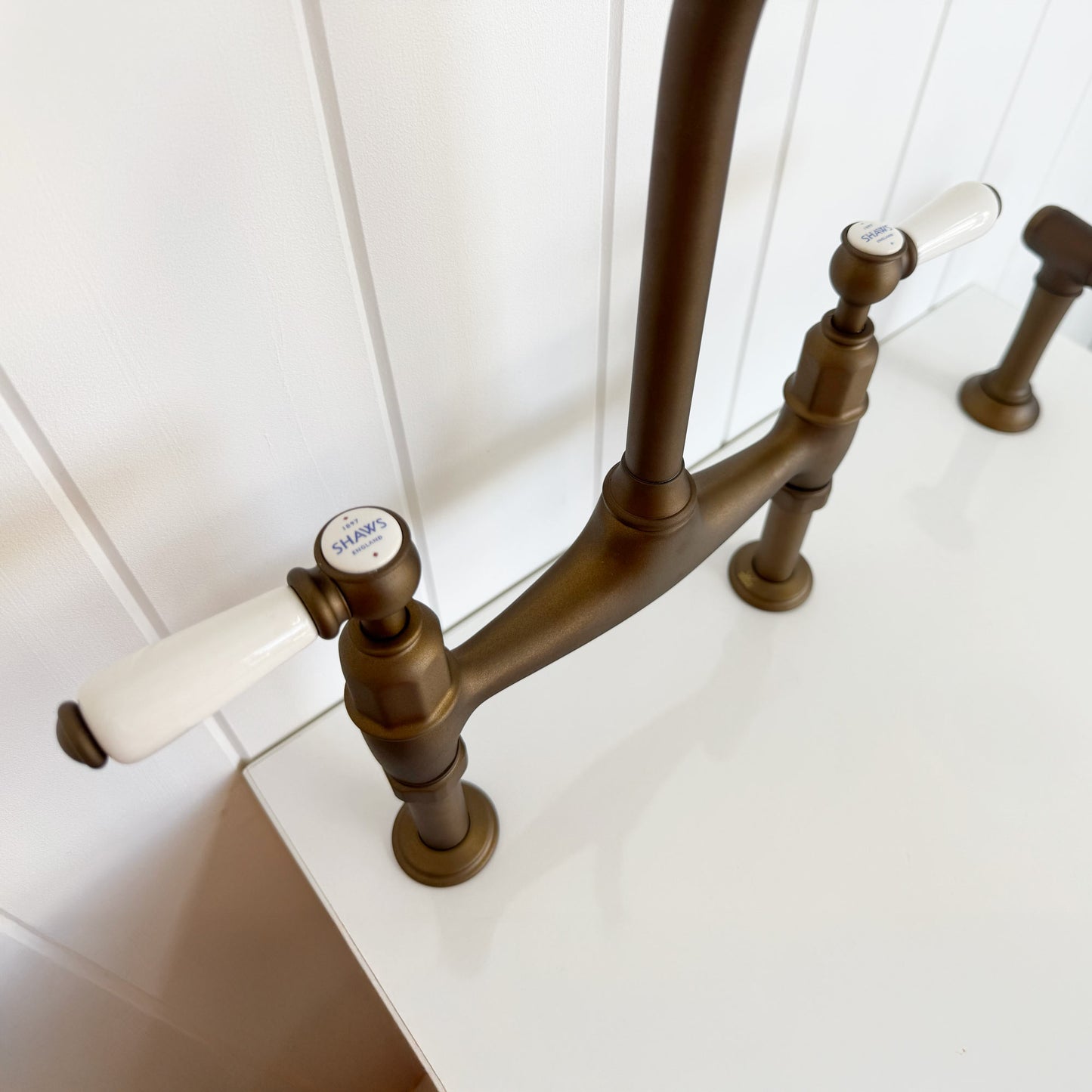 Shaws by Perrin & Rowe Pendleton Mixer with Spray Rinse in English Bronze