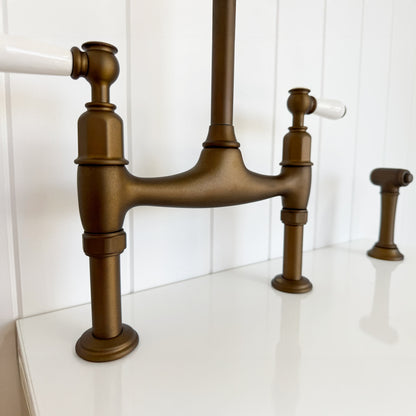 Shaws by Perrin & Rowe Pendleton Mixer with Spray Rinse in English Bronze