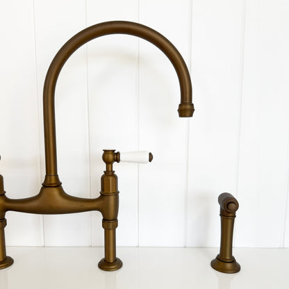 Shaws by Perrin & Rowe Pendleton Mixer with Spray Rinse in English Bronze