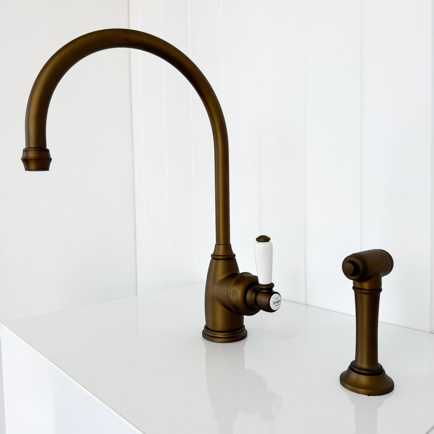 Shaws by Perrin & Rowe Yarrow Mixer with Spray Rinse in English Bronze