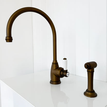 Shaws by Perrin & Rowe Yarrow Mixer with Spray Rinse in English Bronze