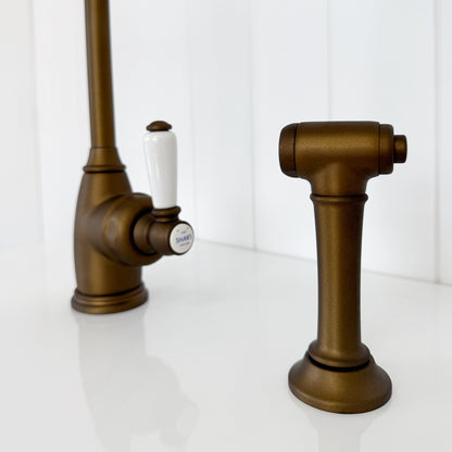 Shaws by Perrin & Rowe Yarrow Mixer with Spray Rinse in English Bronze