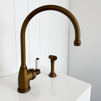Shaws by Perrin & Rowe Yarrow Mixer with Spray Rinse in English Bronze
